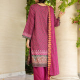 3pc Unstitched- Printed Embroidered Lawn Suit