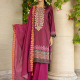 3pc Unstitched- Printed Embroidered Lawn Suit