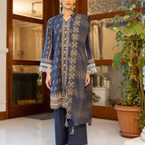 2pc Unstitched - Printed Lawn Shirt with Dyed Cambric Trouser