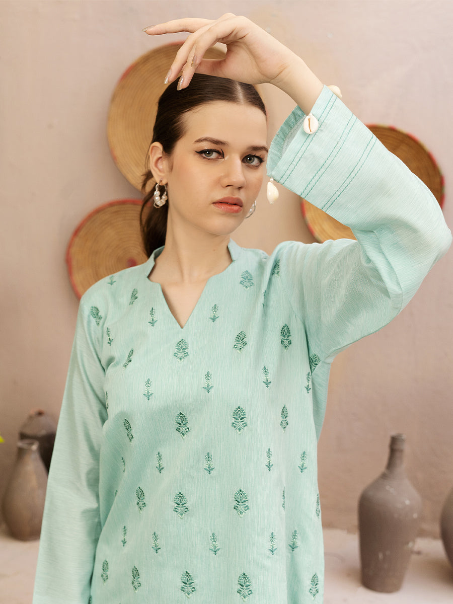 1pc Unstitched - Yarn Dyed Embroidered Shirt