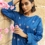 2pc Unstitched - Lawn Screen Printed Embroidered Shirt With Dyed Cambric Trouser