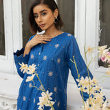 2pc Unstitched - Lawn Screen Printed Embroidered Shirt With Dyed Cambric Trouser