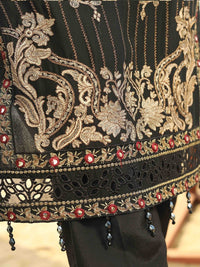 Bold Black-1pc Unstitched Luxury Embroidered Chiffon Shirt with Crepe Inner (wk-00621) - SalitexOnline