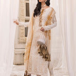 Daisy - Unstitched 3pc - Full Embroidered Chiffon Shirt & Khaddi Net Dupatta with Dyed Raw Silk Trouser - (HC-00012UT) - SalitexOnline