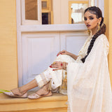 3PC Unstitched Fancy Chanderi Puff Paste Mukesh Shirt With Chiffon Mukesh Dupatta