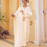 3PC Unstitched Fancy Chanderi Puff Paste Mukesh Shirt With Chiffon Mukesh Dupatta