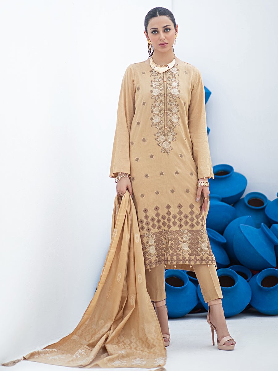 Enchant - Unstitched 3pc Embroidered Jacquard Lawn Shirt with Lawn Jacquard Dupatta & Dyed Cambric Trouser - Signature Series (WK-00772) - SalitexOnline