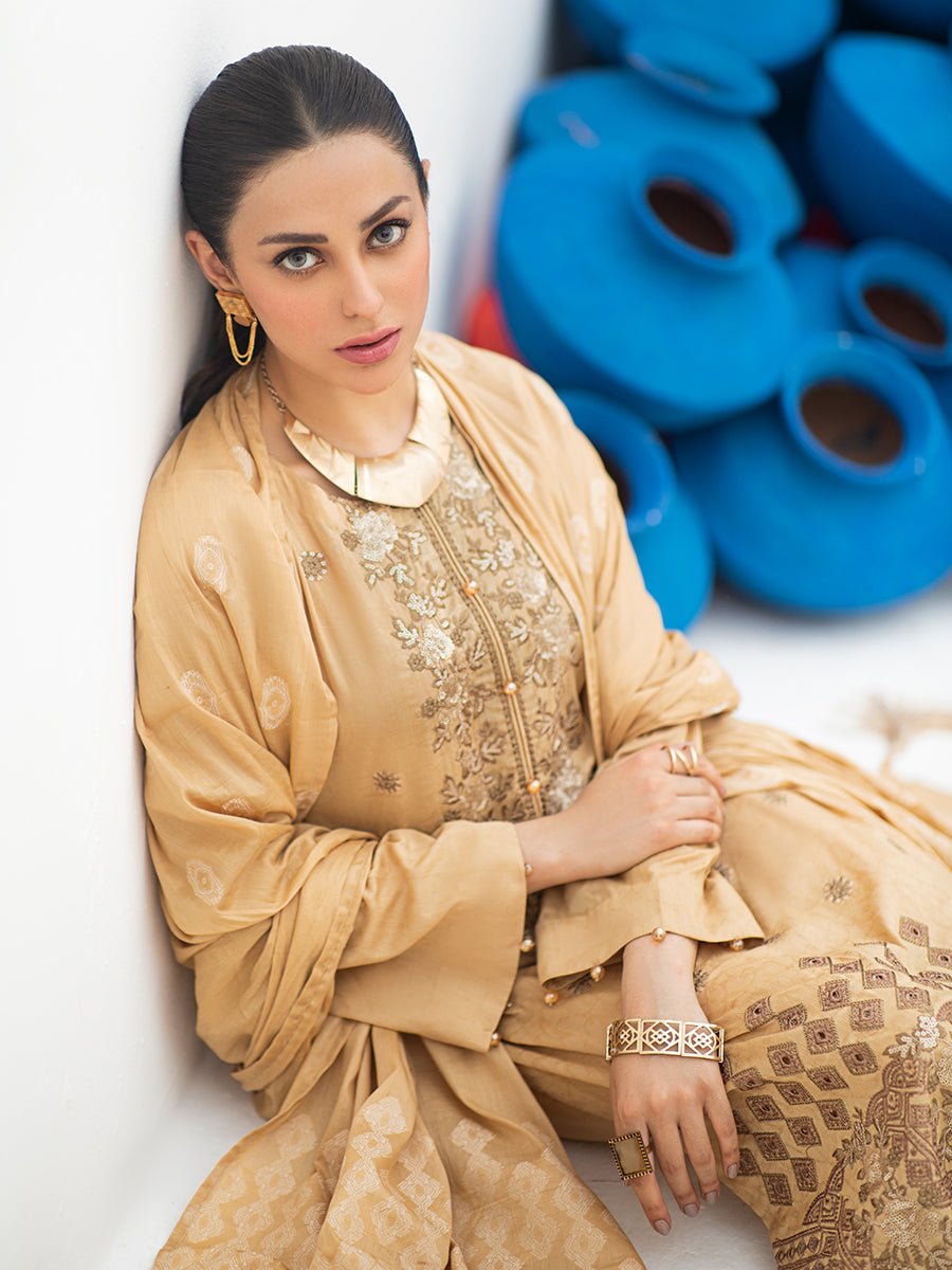 Enchant - Unstitched 3pc Embroidered Jacquard Lawn Shirt with Lawn Jacquard Dupatta & Dyed Cambric Trouser - Signature Series (WK-00772) - SalitexOnline