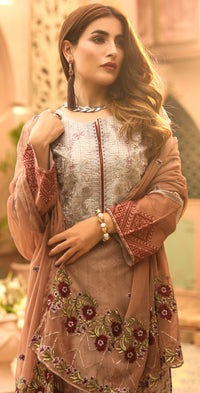 Festive Stitched Printed Lawn with Embroidered Shirt , Chiffon Embroidered Dupatta & Trouser Bunches I 3pc (WK-294B) - SalitexOnline