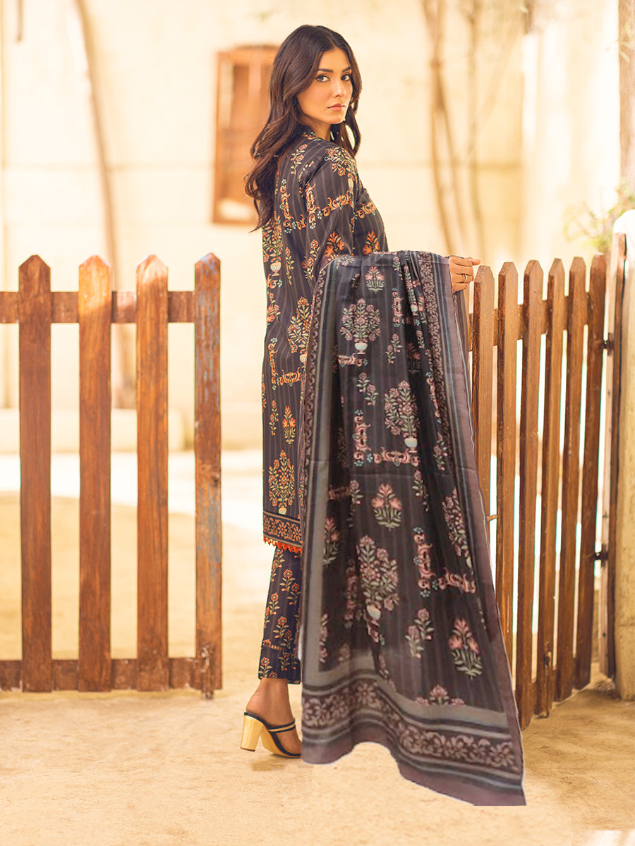 3pc Unstitched - Printed Lawn with Printed Lawn Dupatta