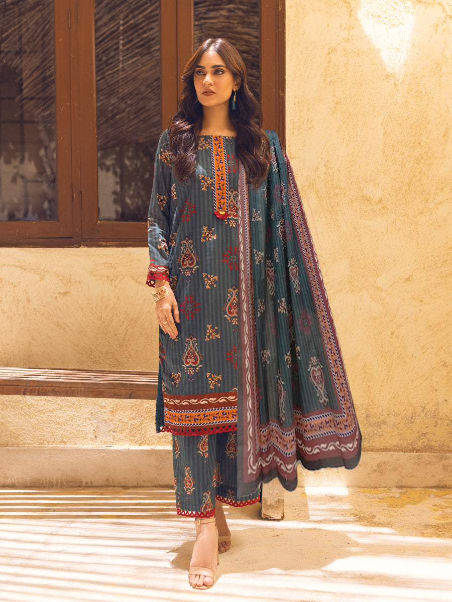 2pc Unstitched - Printed Lawn with Printed Cambric Trouser