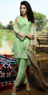 Printed Cambric Shirt with Embroidered Front & Broshia Jacquard Dupatta I 3pc (RC131A) - SalitexOnline