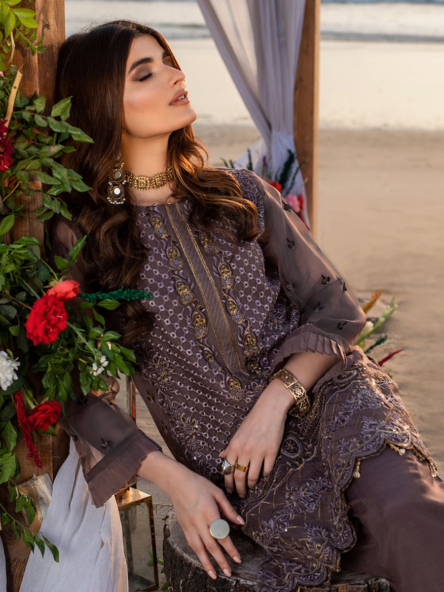 Sandy-1pc Unstitched Luxury Embroidered Organza Shirt with Crepe Inner (wk-00628) - SalitexOnline