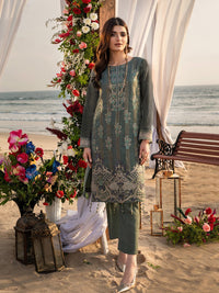 Sea Foam-1pc Unstitched Luxury Embroidered Organza Shirt with Crepe Inner (wk-00630) - SalitexOnline