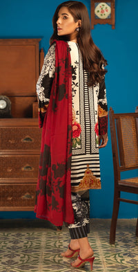 Silkoria Lawn Shirt with Embroidered Front , Chiffon Dupatta & Printed Trouser I 3pc (RC-156A) - SalitexOnline