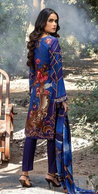 Sticthed 3pc Printed Linen Embroidered Shirt with Printed Linen Dupatta (WK-382B) - SalitexOnline
