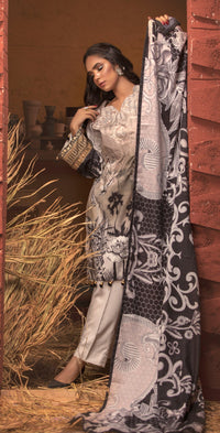 Stitched 3pc Digtial Printed Embroidered Linen Shirt with Digital Shawl Dupatta (WK-412) - SalitexOnline