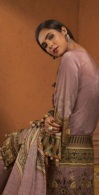 Stitched 3pc Digtial Printed Embroidered Linen Shirt with Digital Shawl Dupatta (WK-418) - SalitexOnline