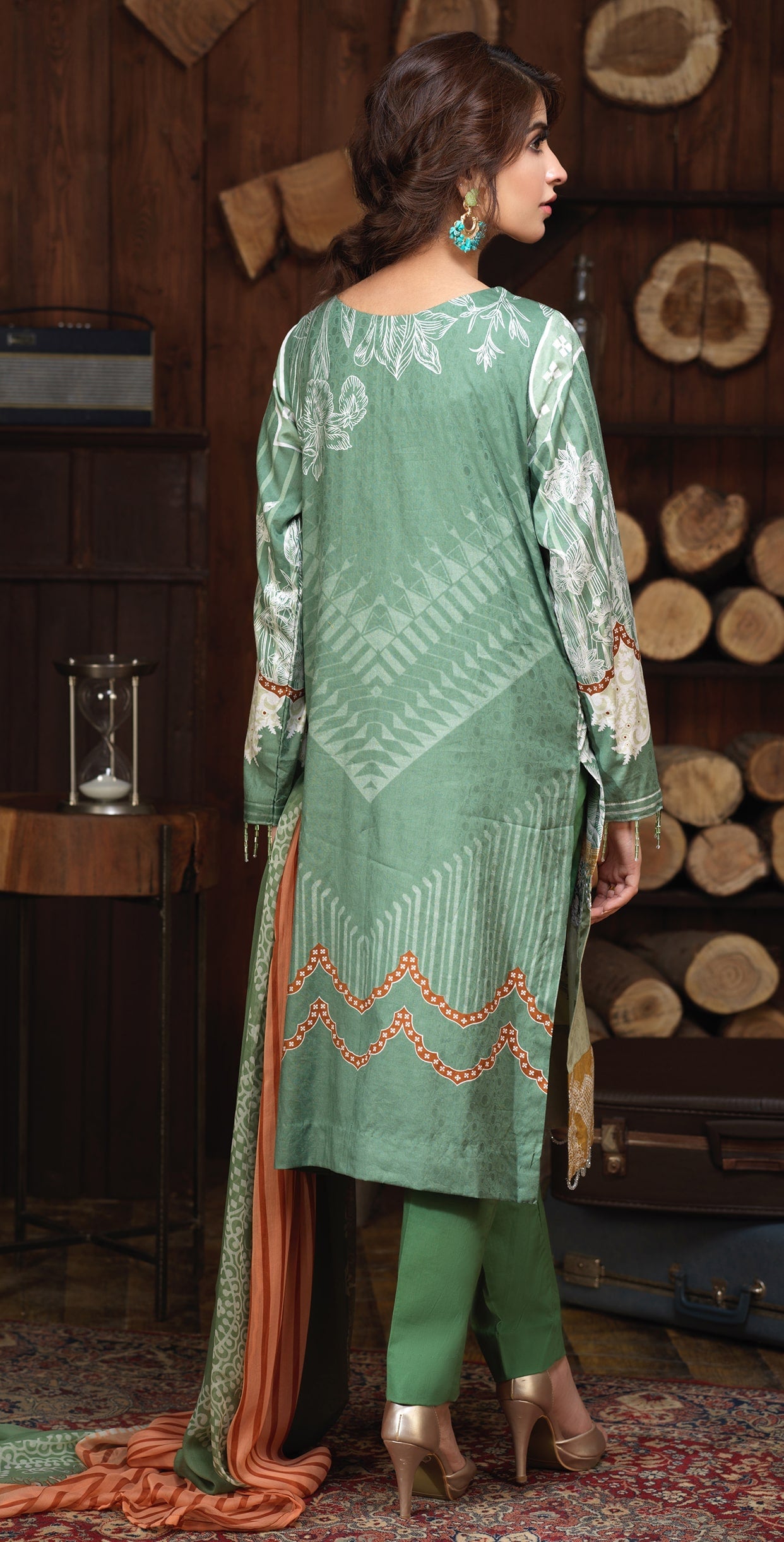 Stitched 3pc Jacquard Cambric Embrodered Shirt with Printed Chiffon Dupatta (WK-346B) - SalitexOnline