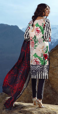 Stitched 3pc Printed Embroidered Cambric Shirt with Wool Net Dupatta (WK-422A) - SalitexOnline
