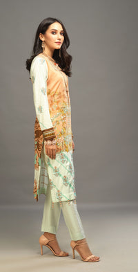Stitched 3pc Printed Embroidered Lawn Shirt with Woven Khaddi Dupatta - Shades (WK-00542B) - SalitexOnline
