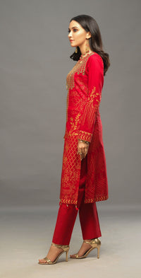 Stitched 3pc Printed Embroidered Lawn Shirt with Woven Khaddi Dupatta - Shades (WK-00545A) - SalitexOnline