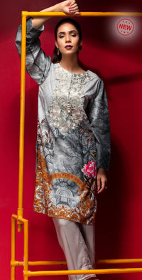 Stitched Digital Printed Embroidered Lawn Kurta with Embellishments I 1Pc Casual Pret (CP-00010) - SalitexOnline
