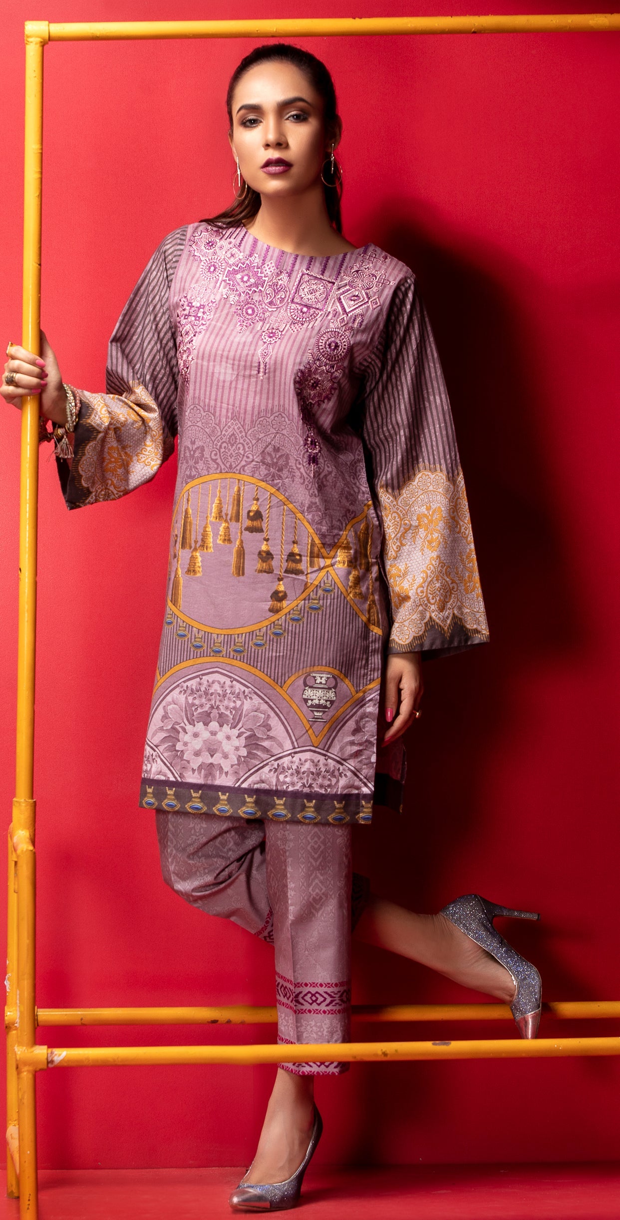 Stitched Digital Printed Embroidered Lawn Kurta with Embellishments I 1Pc Casual Pret (CP-09) - SalitexOnline