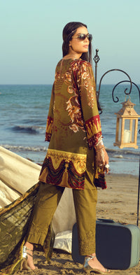 Stitched Faustina Lawn 3pc With Embroidered Front , Embroidered Duppatta & Trouser Bunches (WK-287B) - SalitexOnline
