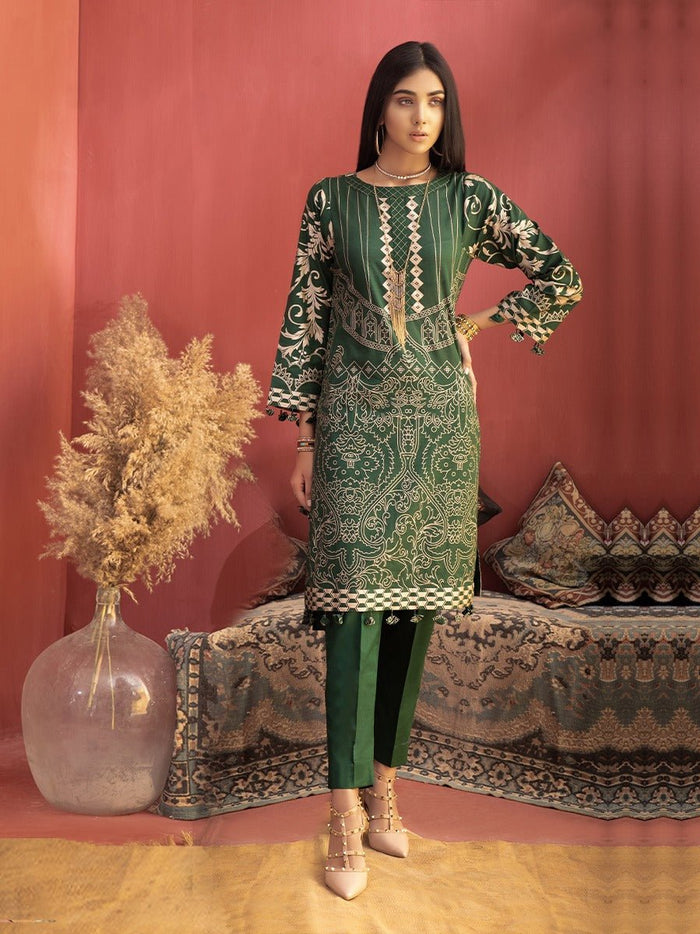 Unstitched 2pc Printed Lawn Shirt Dyed Cambric Trouser - Inaya (IP2-0032A) - SalitexOnline
