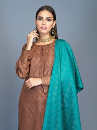 Unstitched 3pc Cambric Jacquard Shirt with Cambric Jacquard Dupatta - Jacquard classic (WK-00593) - SalitexOnline