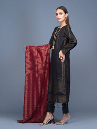Unstitched 3pc Cambric Jacquard Shirt with Cambric Jacquard Dupatta - Jacquard classic (WK-00599) - SalitexOnline