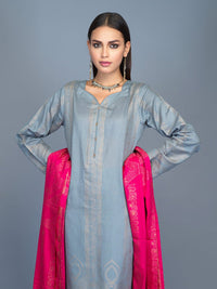 Unstitched 3pc Cambric Jacquard Shirt with Cambric Jacquard Dupatta - Jacquard classic (WK-00603) - SalitexOnline