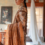 Unstitched 3pc - Heavy Embroidered Front With Printed Back & Sleeves with Chiffon Printed Embroidered Dupatta & Dyed Cambric Trouser - FAUSTINA (WK-00991BUT) - SalitexOnline