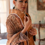 Unstitched 3pc - Heavy Embroidered Front With Printed Back & Sleeves with Chiffon Printed Embroidered Dupatta & Dyed Cambric Trouser - FAUSTINA (WK-00991BUT) - SalitexOnline