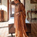 Unstitched 3pc - Heavy Embroidered Front With Printed Back & Sleeves with Chiffon Printed Embroidered Dupatta & Dyed Cambric Trouser - FAUSTINA (WK-00991BUT) - SalitexOnline