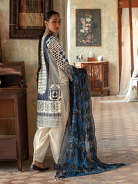 Unstitched 3pc - Heavy Embroidered Lawn Front With Lawn Printed Back & Sleeves with Chiffon Printed Embroidered Dupatta & Dyed Cambric Trouser - FAUSTINA (WK-00989BUT) - SalitexOnline