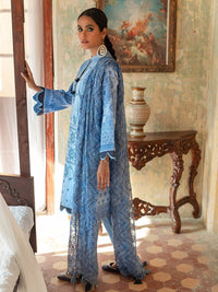 Unstitched 3pc - Heavy Embroidered Lawn Front With Lawn Printed Back & Sleeves with Chiffon Printed Embroidered Dupatta & Dyed Cambric Trouser - FAUSTINA (WK-00990BUT) - SalitexOnline