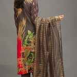 Unstitched 3pc Printed Embroidered Lawn Shirt with Organza Lines Dupatta - Shades (WK-00546B) - SalitexOnline