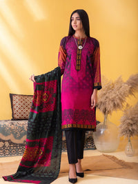Unstitched 3pc Printed Lawn Shirt with Printed Lawn Dupatta & Dyed Cambric Trouser - Inaya (IP-00036A) - SalitexOnline