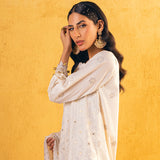 3pc Unstitched - Embroidered Lawn White Suit