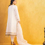 3pc Unstitched - Embroidered Lawn White Suit