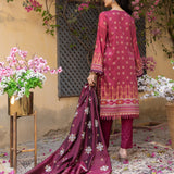 3pc Unstitched - Printed Embroidered Lawn Shirt With Screen Printed Fancy Dupatta
