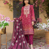 3pc Unstitched - Printed Embroidered Lawn Shirt With Screen Printed Fancy Dupatta