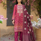 3pc Unstitched - Printed Embroidered Lawn Shirt With Screen Printed Fancy Dupatta